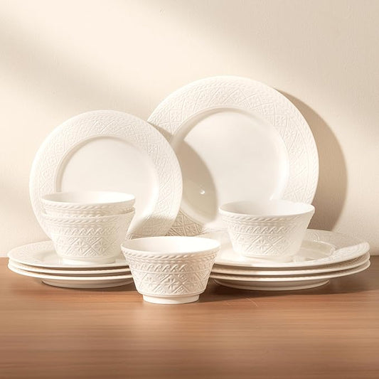 Dinnerware sets plates and bowls sets modern plates,Ceramic Dinnerware Sets,12 Pieces Porcelain Lightweight Plates,Scratch Resistant Dish Set (style - 13, 4 - Set (12pcs))
