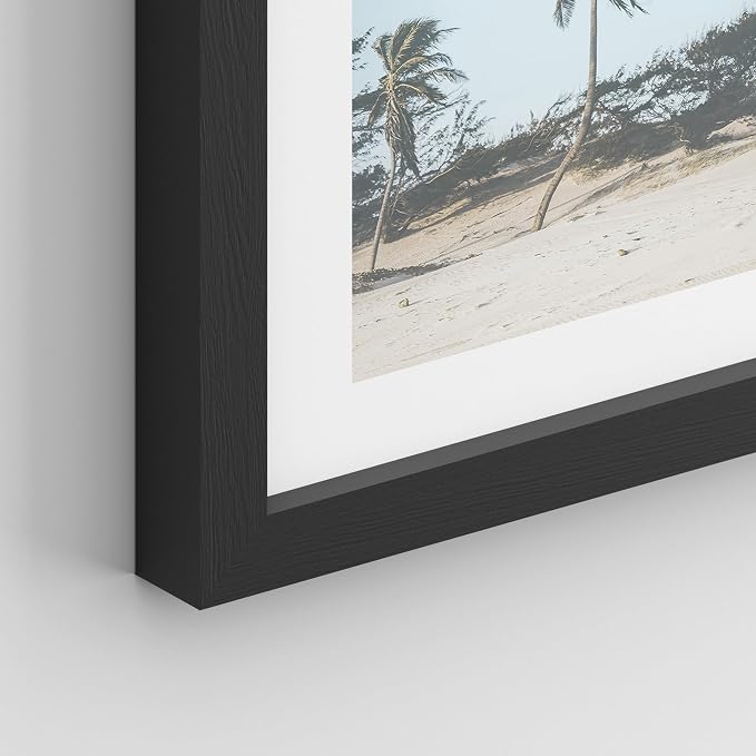 SIGNWIN Framed Washed Out Tropical Island Wall Art, Set of 4 Island Palm Tree Beach Landscapet Wall Decor Prints, Nature Wilderness Wall Décor for Living Room, Bedroom - 12"x16" Black