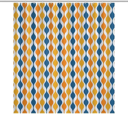 Mid Century Shower Curtain,Retro Colourful Modern Abstract Geometric 1960s Decor Bathroom Curtain Polyester Waterproof Fabric 66x72in（168x183cm）