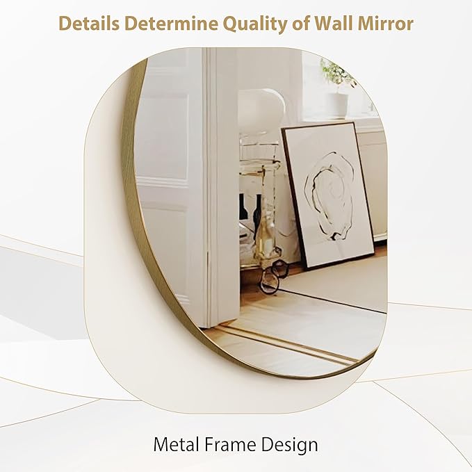 SHYFOY Irregular Wall Mirror Decorative, 20"x36" Antique-Gold Asymmetrical Mirror for Wall Decor Wavy Accent Mirrors for Living Room Bathroom Bedroom Entryway, Abstract Irregular Shape Curvy Mirror