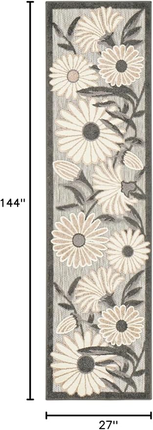 Nourison Home Aloha Beige 2'3" x 12' Area Rug - Easy Clean, Non Shedding, Bed Room, Living Room, Dining Room, Kitchen (12' Runner)