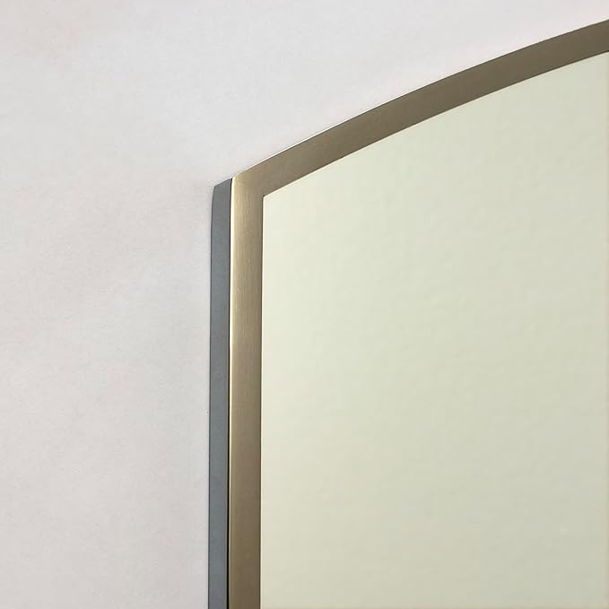 Harper Crescent Wall Mirror 24”x36” Over Sink Bathroom Mirror, Arched Tempered Glass “Silver” Vanity Mirror, Great for Hallway/Entryway/Bedroom, Hangs Horizontal/Portrait/Vertical/Landscape, Chrome