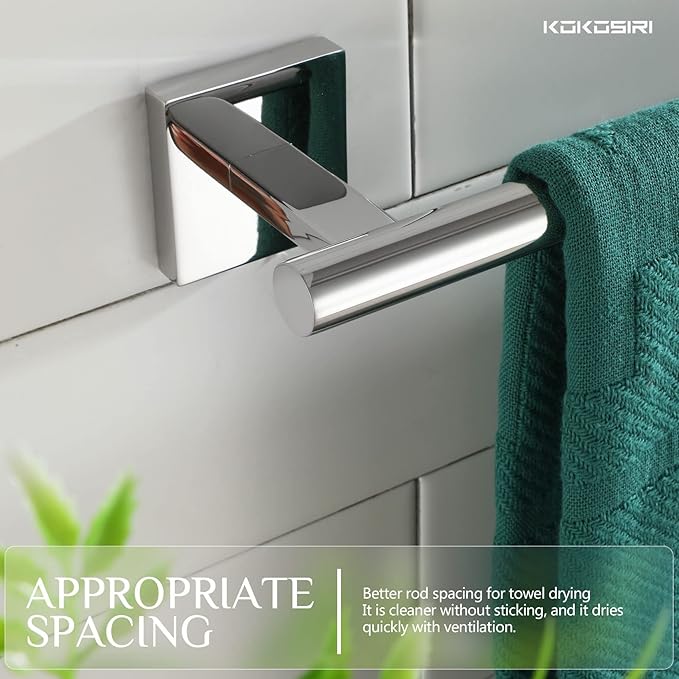 KOKOSIRI Single Towel Bar Bathroom Towel Holder for Bath Kitchen 20 Inch Necklace Holder Wall Mounted Chrome Stainless Steel B4005CH-L20