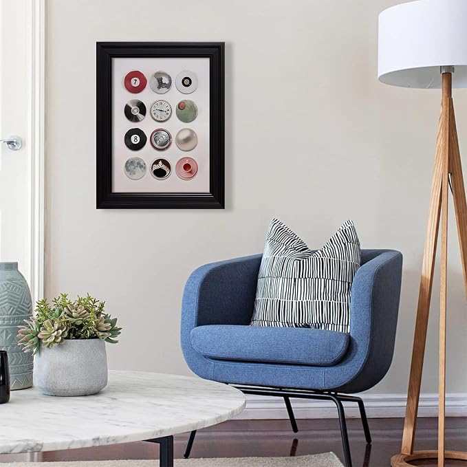 Disco Lucky 8 Ball Poster Trendy Music Record Aesthetic Wall Art Modern Preppy Cool 7 Ball Prints Bar Cart Wall Decor for Living Room 08x10 inch Vintage Framed