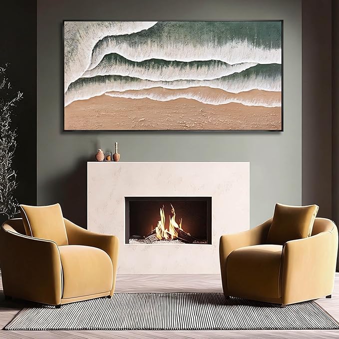 SOUGUAN Line Canvas Wall Art Beach Decorative Pictures Contemporary Poster 29"x58" Large Painting for Living Room Artwork for Bedroom