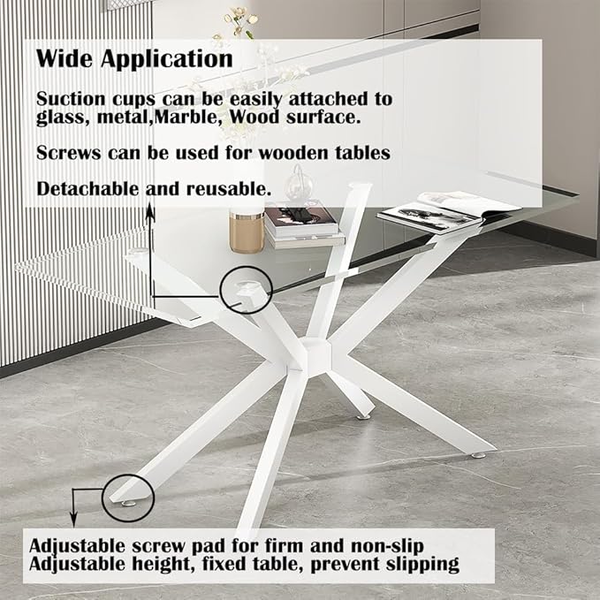 Modern Table Base 29" Metal Dining Table Legs with Suction Cups, Desk Base for Marble,Glass,Wood Top, Furniture Legs for Coffee Table, Home,Kitchen, Office (White)