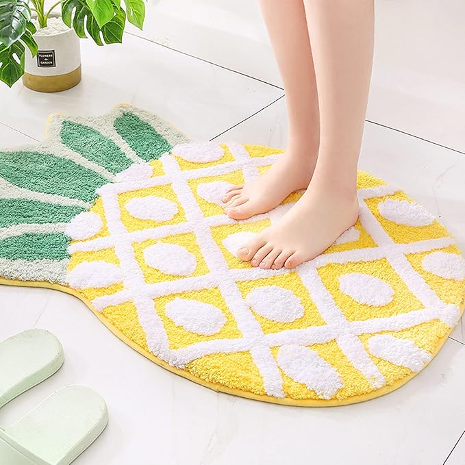 UKELER Bath Rug for Kids Non Slip Absorbent Bathroom Rugs Decorative Kitchen Mat Cartoon Pineapple Area Rugs for Kids Playroom Nursery Decor 31.5''x19.7''