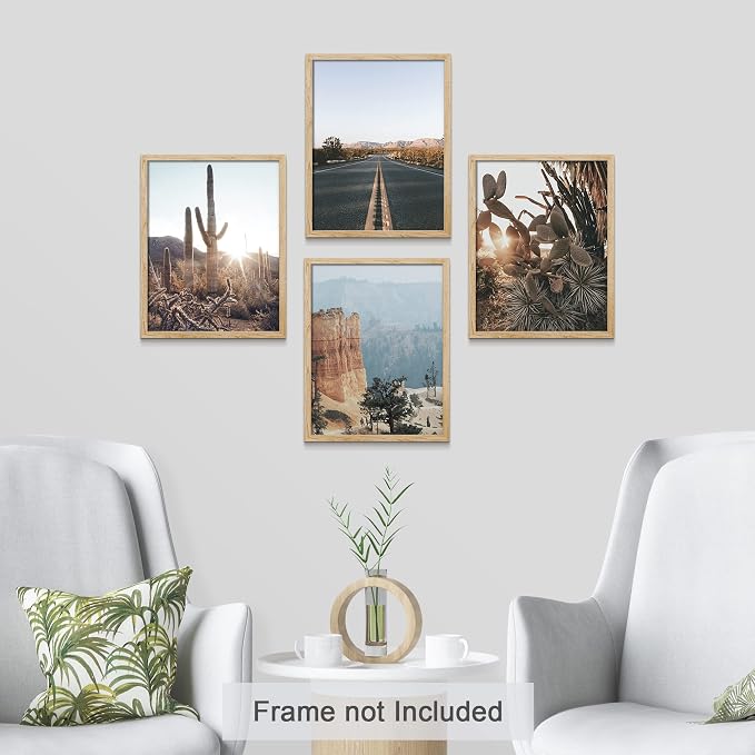 SIGNWIN Adhesive Canvas Poster Southwest Texas Arizona Saguaro Cactus Desert Landscape Nature Wilderness Photography Modern Art Decorative Zen Relax/Calm Multicolor Scenic for Bedroom - 8"x10"x 4