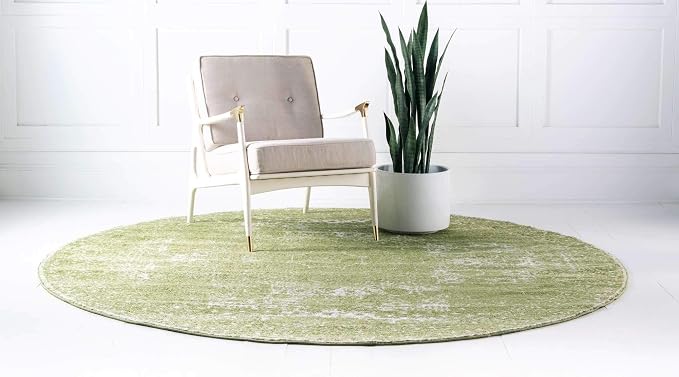 Unique Loom Bromley Collection Area Rug - Wells (5' 1" Round Green/Ivory)