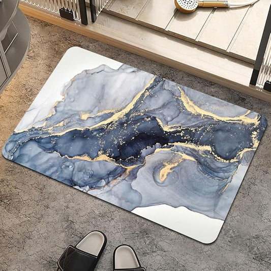 Bath Mat Rug,Gilt Marble Non Slip Quick Dry Super Absorbent Thin Bathroom Rugs Fit Under Door-Easy to Clean Bathroom Floor Mats-Shower Rug for Shower Sink Bathtub(17" x 27.5"in)