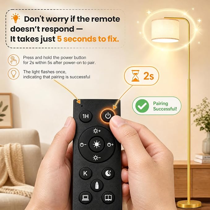 Remote Floor Lamp for Living Room and Bedroom - Modern RGB Standing Lamps Tall with Led Blub and Dimmable Light - Black Arc Room Lights with Shade for Home Decor Office Corner and Reading ( Gold+RGB)