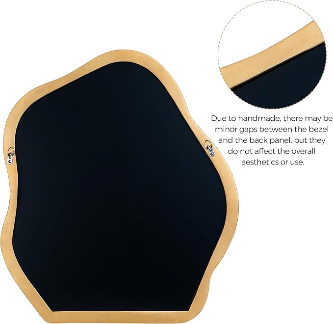 SHYFOY Antique Gold Wall Mirror, Asymmetrical Decorative Mirror for Wall Decor, Irregular Large Ornate Mirrors for Living Room, Wavy Abstract Cloud Mirror, 31.5" L x 27.5" W