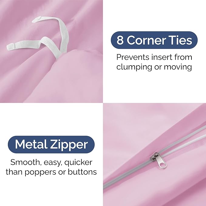 Duvet Cover Cal King Size - Extra Soft Cal King Size Duvet Cover - Lightweight, Breathable & Cozy - Easy Care with Zipper Closures & Ties - 104" x 98" Inches - (Light Pink) Comforter Not Included