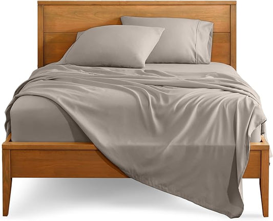 Bare Home California King Sheet Set - 1800 Ultra-Soft Microfiber Cal King Bed Sheets - Double Brushed - Deep Pockets - Easy Fit - 4 Piece Set - Bed Sheets (California King, Khaki)