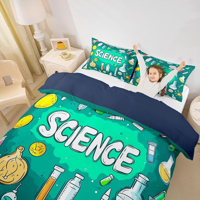Erosebridal Science Students Duvet Cover Set Students School Study Full Size Bedding Sets for Kids Boys | Chemical Equation Comforter Cover Back to School Supplies Bed Set, Room Decor Aesthetic