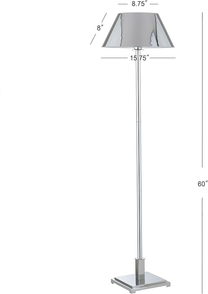 JONATHAN Y 60" Chrome Modern Metal LED Floor Lamp for Living Room Bedroom, Metal Shade, Transitional Standing Tall Lamp with LED Bulb, UL Listed JYL6005A