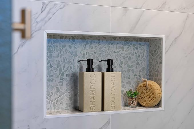 Rectangular Resin Dispenser Premium Bathroom Shampoo Conditioner Body Wash Bottle Modern Refillable Pump Design
