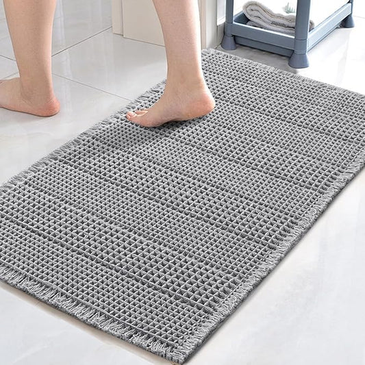 H.VERSAILTEX Upgraded Waffle Bath Mat Super Absorbent Non Slip Bath Rugs for Beside Tub, 20" x 32", Dove