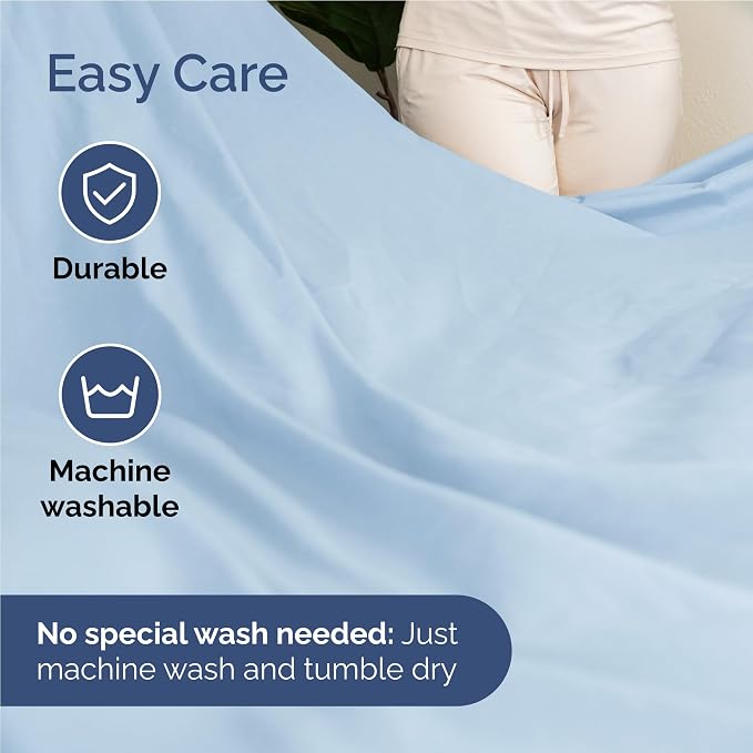 Full Size 4 Piece Sheet Set - Comfy Breathable & Cooling Sheets - Hotel Luxury Bed Sheets for Women and Men - Deep Pockets, Easy-Fit, Soft and Wrinkle Free Sheets - Light Blue Oeko-Tex Bed Sheet Set