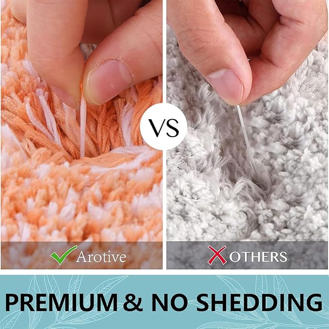 Arotive Microfiber Bathroom Rugs, Shaggy Soft and Absorbent Bath Rug, Non-Slip, Thick Plush Machine Washable Dry Bath Mats for Bathroom, Tub and Shower, 24x16, Orange, Rectangular