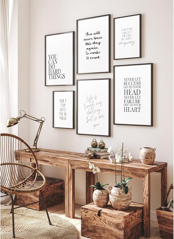 Office Inspirational Wall Art Decor Motivational Quotes Canvas Wall Art Positive Classroom Posters Pictures Office Inspirational Work Artwork for Women Home Bedroom 8x10 Inch Unframed Set of 6