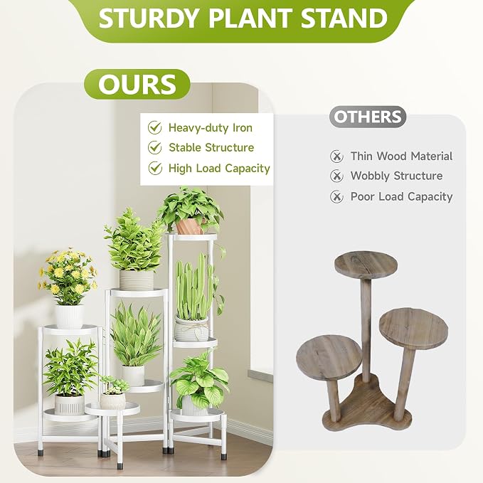 Cawukege 8 Tier Plant Stand Indoor, Tiered Plant Stand Outdoor for Multiple Plants, Corner Plant Shelf for Patio Balcony Porch Garden Living Room House,White