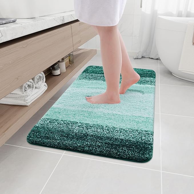 Arotive Microfiber Bathroom Rugs, Shaggy Soft and Absorbent Bath Rug, Non-Slip, Thick Plush Machine Washable Dry Bath Mats for Bathroom, Tub and Shower, 36x24, Dark Green, Rectangular