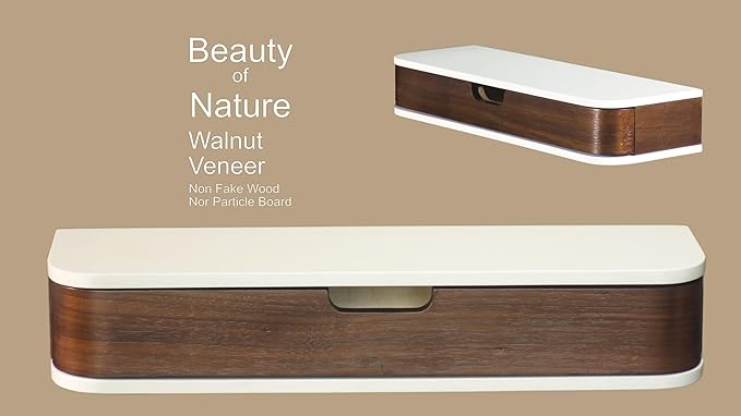 Floating Shelf with Drawer - Walnut Floating Shelves - Floating Drawers for Wall - Wall Shelf for Living Room Office - Floating Shelves Bathroom Vanity Shelves 8 Inch Depth