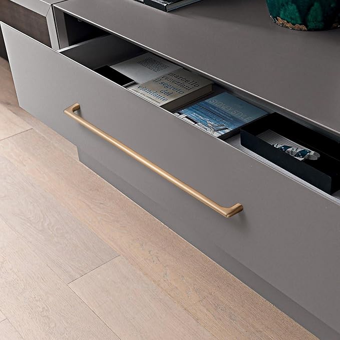 Goo-Ki Champagne Bronze Cabinet Pulls with 12.6''(256mm) Hole Centers, Modern Style Zinc Alloy Cabinet Handles for Dresser,Wardrobe,Cupboard- 6 Pack