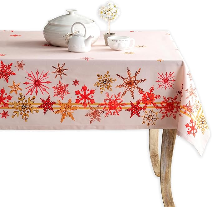 Maison d' Hermine Table Cloth Square Table 100% Cotton 60 x 60 Inches Fall Tablecloth Reusable Everyday Use for Thanksgiving Christmas Decorations Dining Farmhouse Party (Crystal Star)