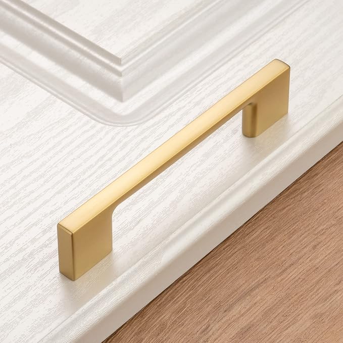 KOOFIZO 10 Pack 3-3/4 Inch Brushed Gold Kitchen Cabinet Pulls Gold Cabinet Handles Gold Cabinet Hardware for Kitchen Cabinets Drawer P01 Dresser Cupboard Bedroom Bathroom