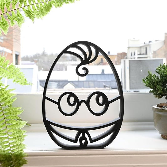 Easter Egg Sculpture – Minimalist Decorative Accent for Spring & Year-Round Home Decor | Collectible Design | Modern Holiday Display (Boy Wizard Matte Black)