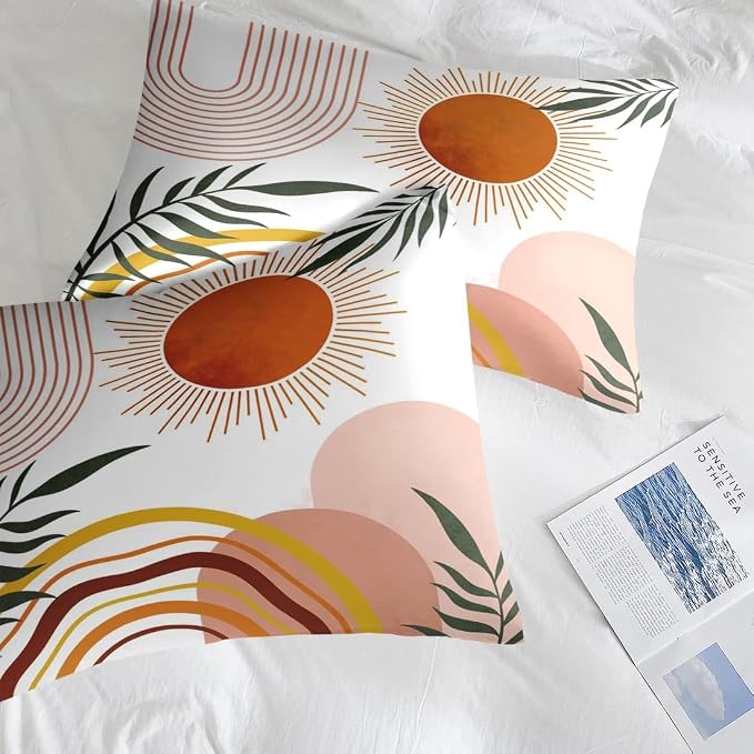 Pamnest Comforter Set Full Size, Boho Tarot Retro 7 Pcs Bedding for Kids and Adults, Sunshine Vintage Bed Sheet Sets with Fitted Sheet 2 Pillowcase & 2 Sham for Bedroom Bed Decor