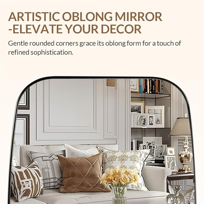 ANDY STAR Oval Mirror for Bathroom, 20x30 Polished Chrome Oblong Bathroom Mirror for Vanity with Stainless Steel Metal Frame, Modern Anti Rust Wall Mounted