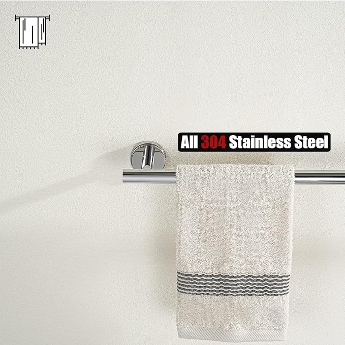 JQK Chrome Towel Bar, 12 Inch 304 Stainless Steel Thicken 0.8mm Towel Rack Bathroom, Towel Holder Polished Finished Wall Mount, Useable Length 9 Inch, TB110L9-CH