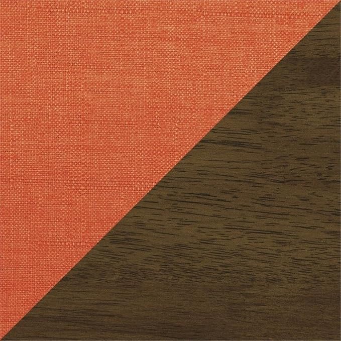 Lexicon Mid Century Modern Accent Chair with Solid Wood Frame in Walnut Finish, Upholstered Living Room Lounge Arm Chair, Thick and Comfy Innerspring Seat Cushion, Linen-Look Fabric, Orange