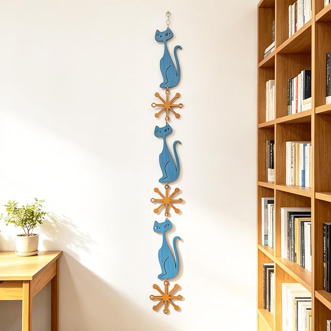 MidModArt 6PCS Retro Mid Century Modern Wall Art MCM Decor for Living Room Bedroom Kitchen Study, Atomic Cat & Starburst 6.5"x58.2"