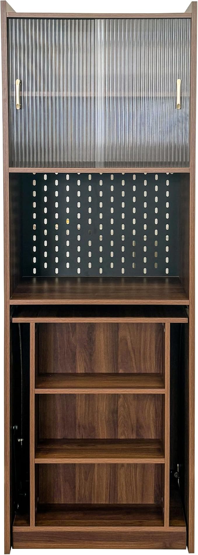 Folding Desk with Storage,Foldable Writing Desk Computer Secretary Table,Mid Century Hidden Table for Home Office Small Space with Storage (Walnut)