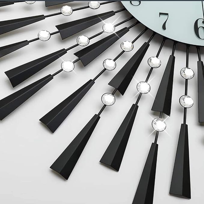 Large Wall Clock Decorative Wall Clocks 3D Non-Ticking Silent Quartz Clocks with Arabic Numerals for Living Room Home Kitchen Decor (Black, Large)