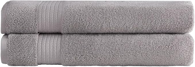 Ozdilek 2-Piece Bath Towels, 30x60 550GSM– 30x60 Inches, 100% Turkish Cotton, Luxury Quick Dry, Extra Large, Fade-Resistant, Eco-Friendly, Spa Towel, Cotton Towel (Light Grey)