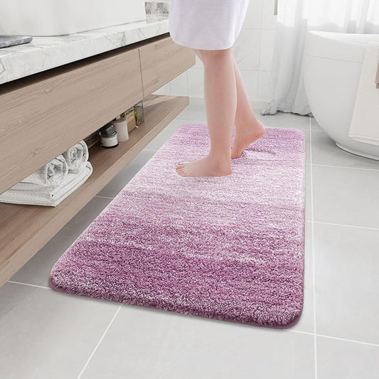 Arotive Microfiber Bathroom Rugs, Shaggy Soft and Absorbent Bath Rug, Non-Slip, Thick Plush Machine Washable Dry Bath Mats for Bathroom, Tub and Shower, 44x24, Purple, Rectangular