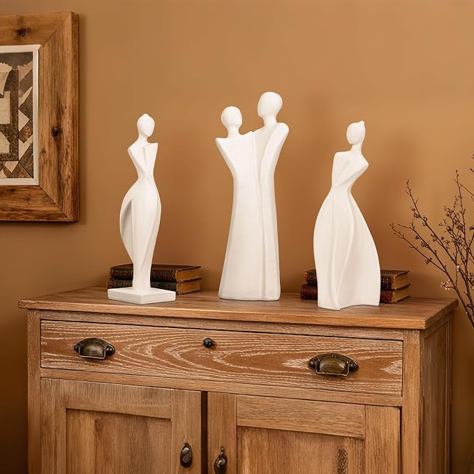 Modern Abstract Female Sculpture, White Resin Statue for Home & Office Decor, Minimalist Art for Living Room, Bookshelf, Desk