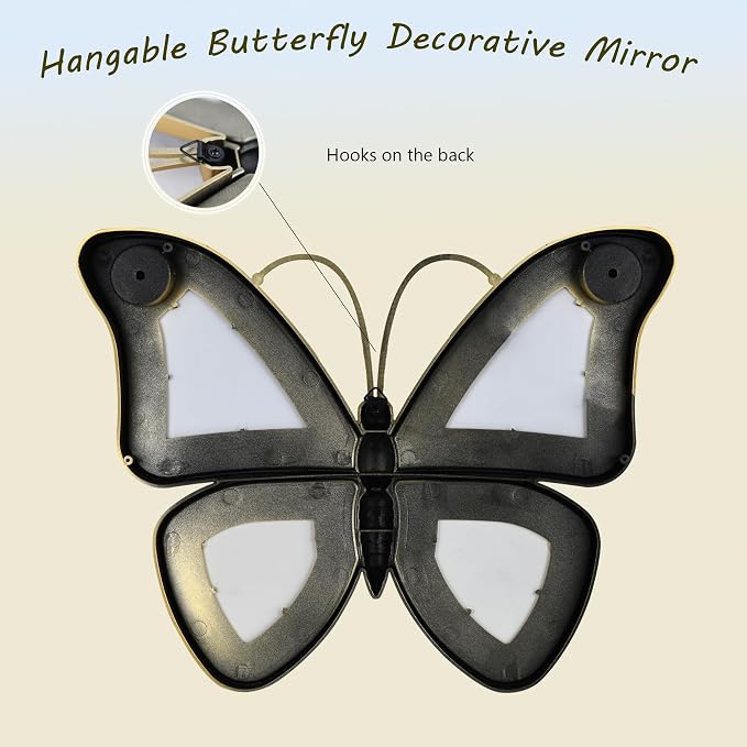 Decorative Butterfly Wall Mirror with Gold Plastic Frame (12.2 x 9.8 inch)