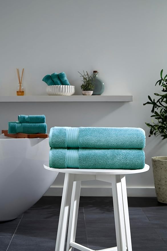Ozdilek 2-Piece Bath Towels, 30x60 550GSM– 30x60 Inches, 100% Turkish Cotton, Luxury Quick Dry, Extra Large, Fade-Resistant, Eco-Friendly, Spa Towel, Cotton Towel (Milky Blue)