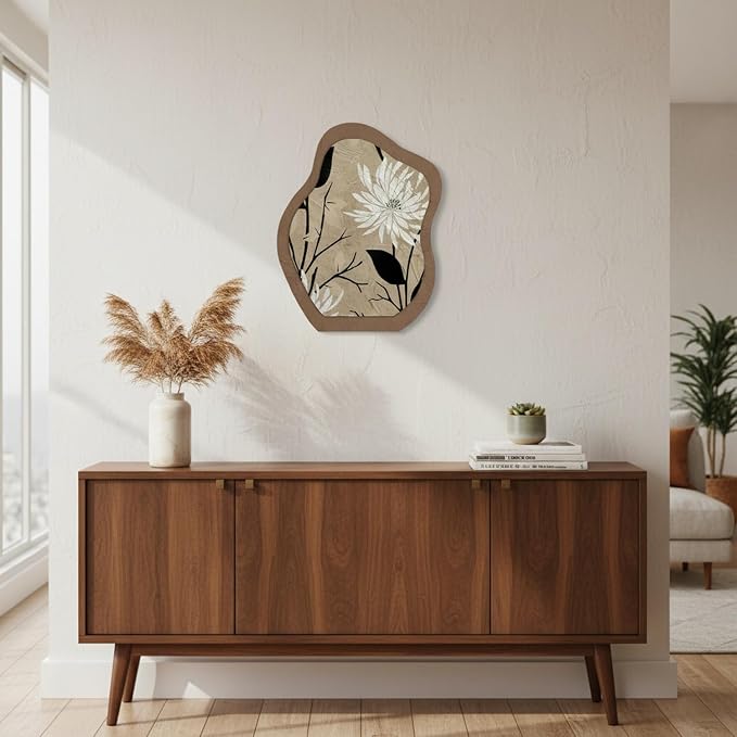 Syyavrrta Mid-Century Modern Wood Wall Art, 13 x 7.9 Inch Textured MDF Boho Decor for Living Room, Office, and Home (1 Piece)