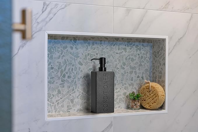 Rectangular Resin Dispenser Premium Bathroom Shampoo Conditioner Body Wash Bottle Modern Refillable Pump Design