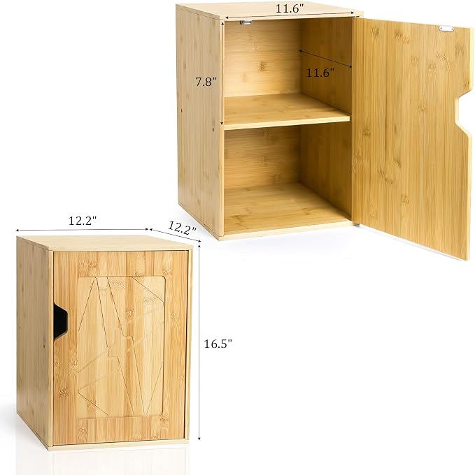 Fasmov 2 Tiers Cube Storage Organizer, Bamboo Bookshelf, Display Bookcase, Storage Cube Cubby Organizer with Door, Stackable Cubes Bin Small Cabinet for Bedroom, Home and Office