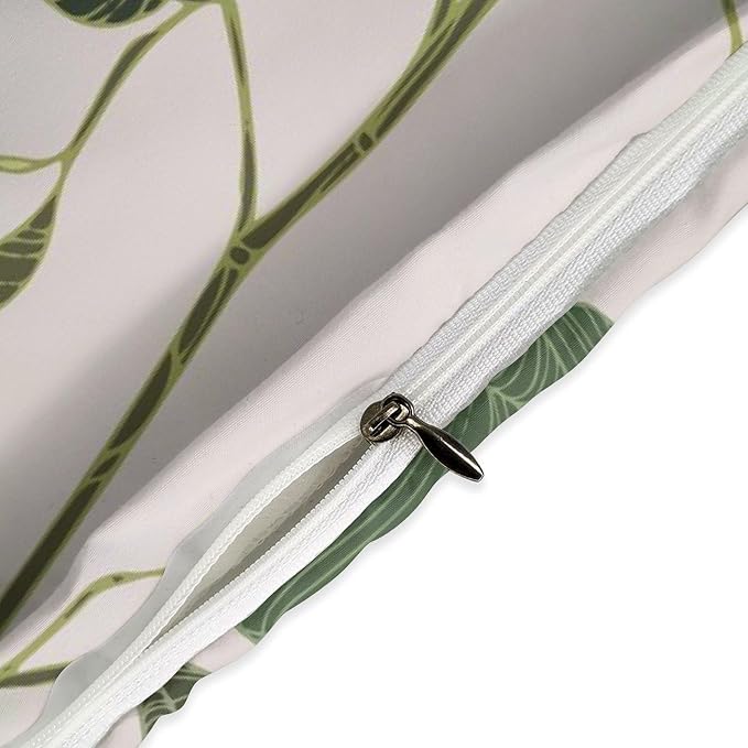 Boho Sage Green Comforter Set,Mid Century Tropical Plant Palm Leaves Abstract Minimalist Geometic Modern Bedding Set with Pillowcase for Bedroom Bed Decor,Full 79"x90"