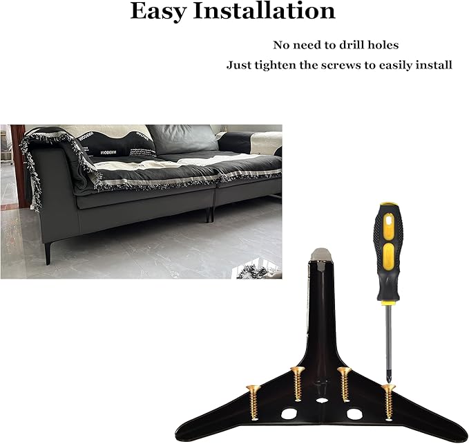 4 3/4 inch/12cm Matte Black Metal Furniture Legs Set of 8, DIY Replacement for Short Cabinet Legs, Sofa Legs, Small Dresser Legs
