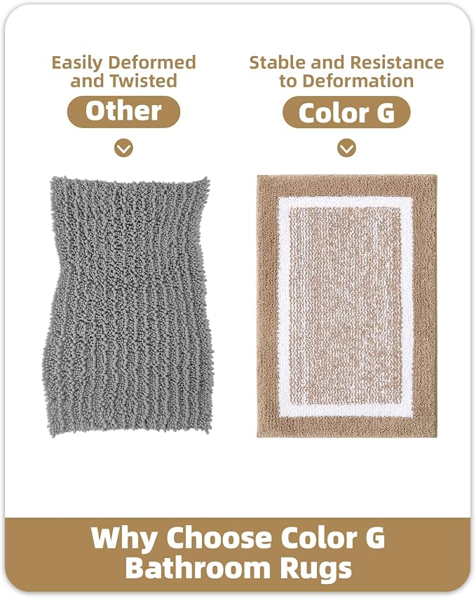 Color&Geometry Bathroom Runner Non Slip, 24"x59" Khaki Bath Runner Rug, Absorbent, Soft, Washable, Microfiber Bath Mat Bathroom Carpet